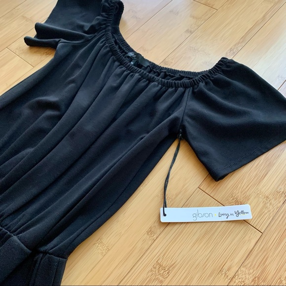 NWT Gibson x Living in Yellow Off the Shoulder Ponte Black Jumpsuit, PXS - Picture 4 of 6